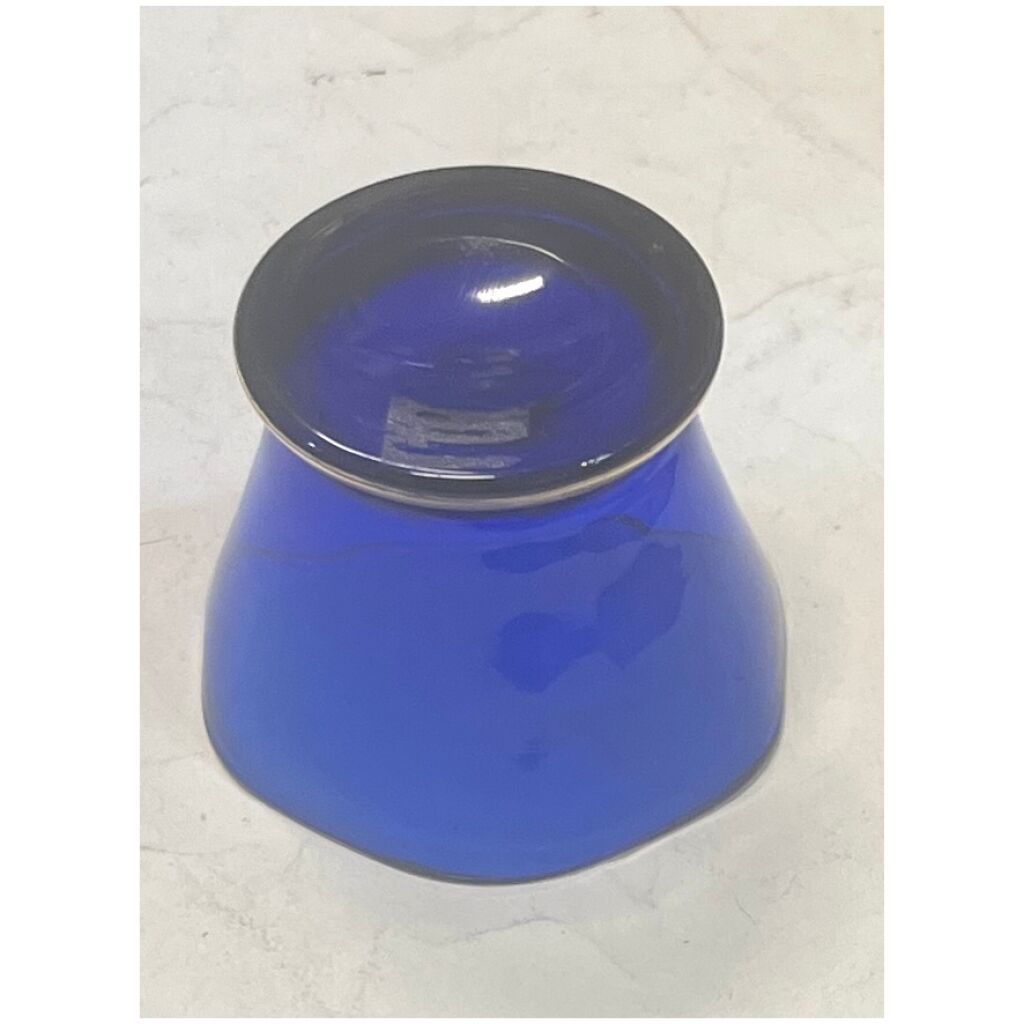 Liten blå vas / kopp 6,5cm dia 5cm hög