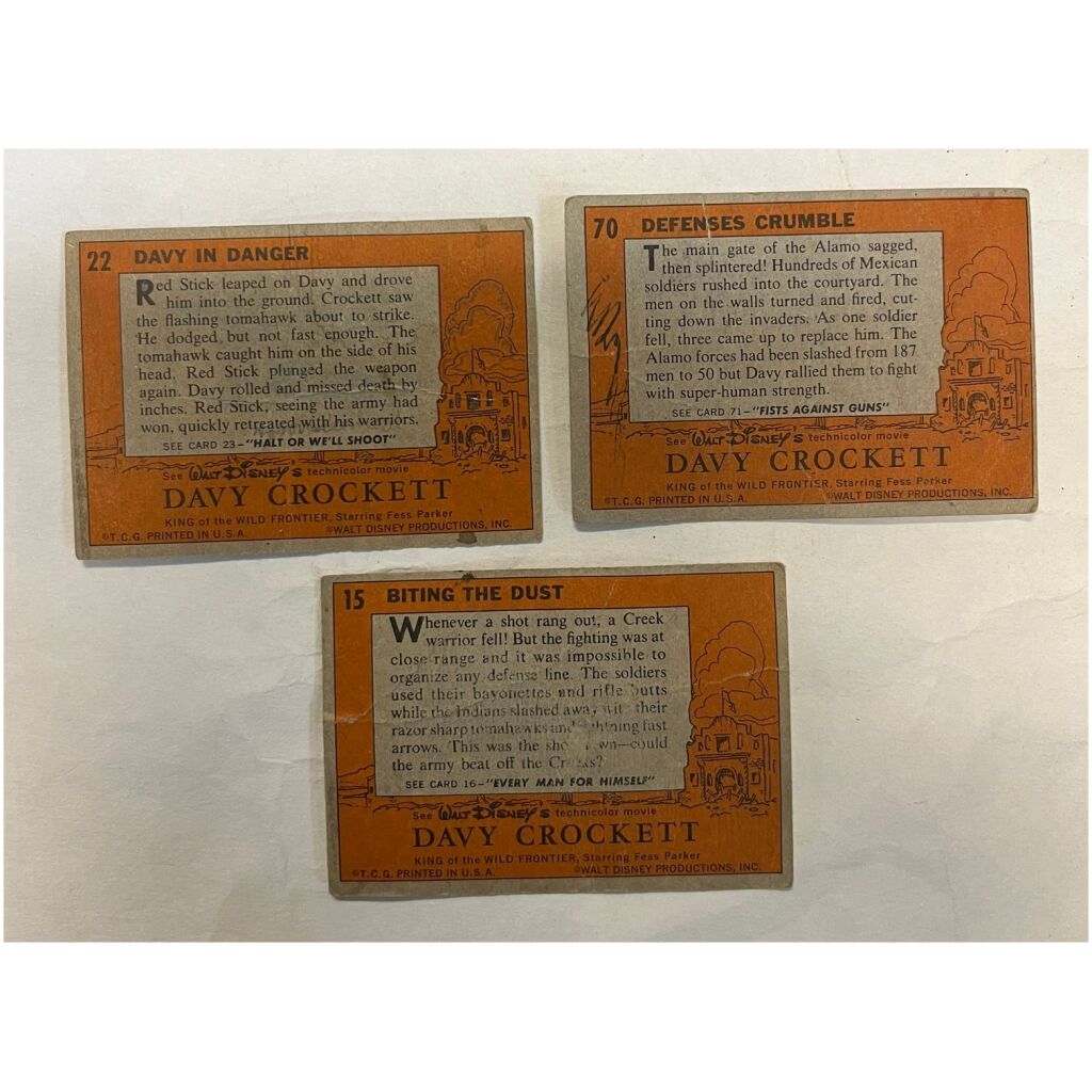 3 samlarkort Davy Crockett western indian USA Walt Disney