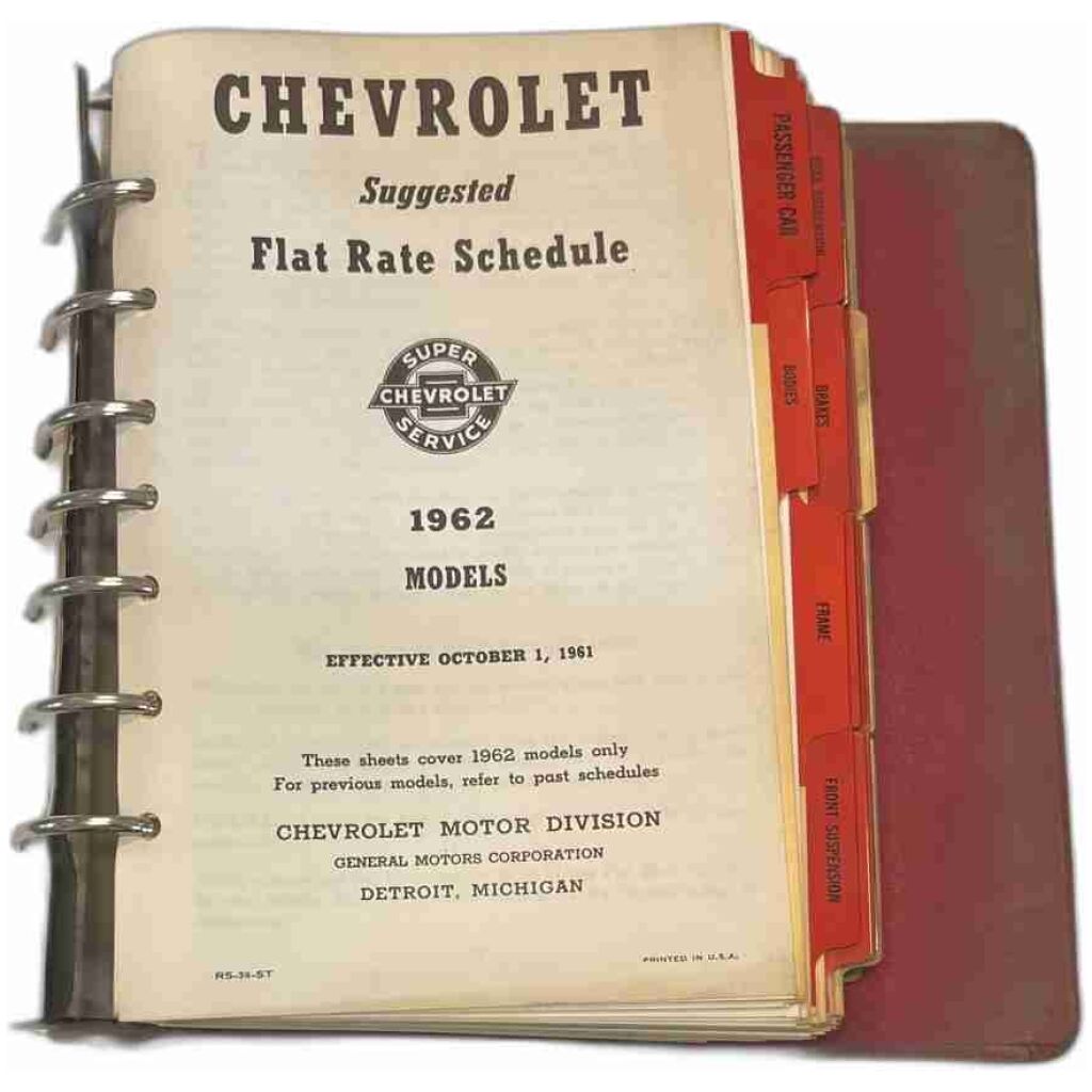 Schablonbeloppsschema återförsäljare service & reparation Chevrolet 1962