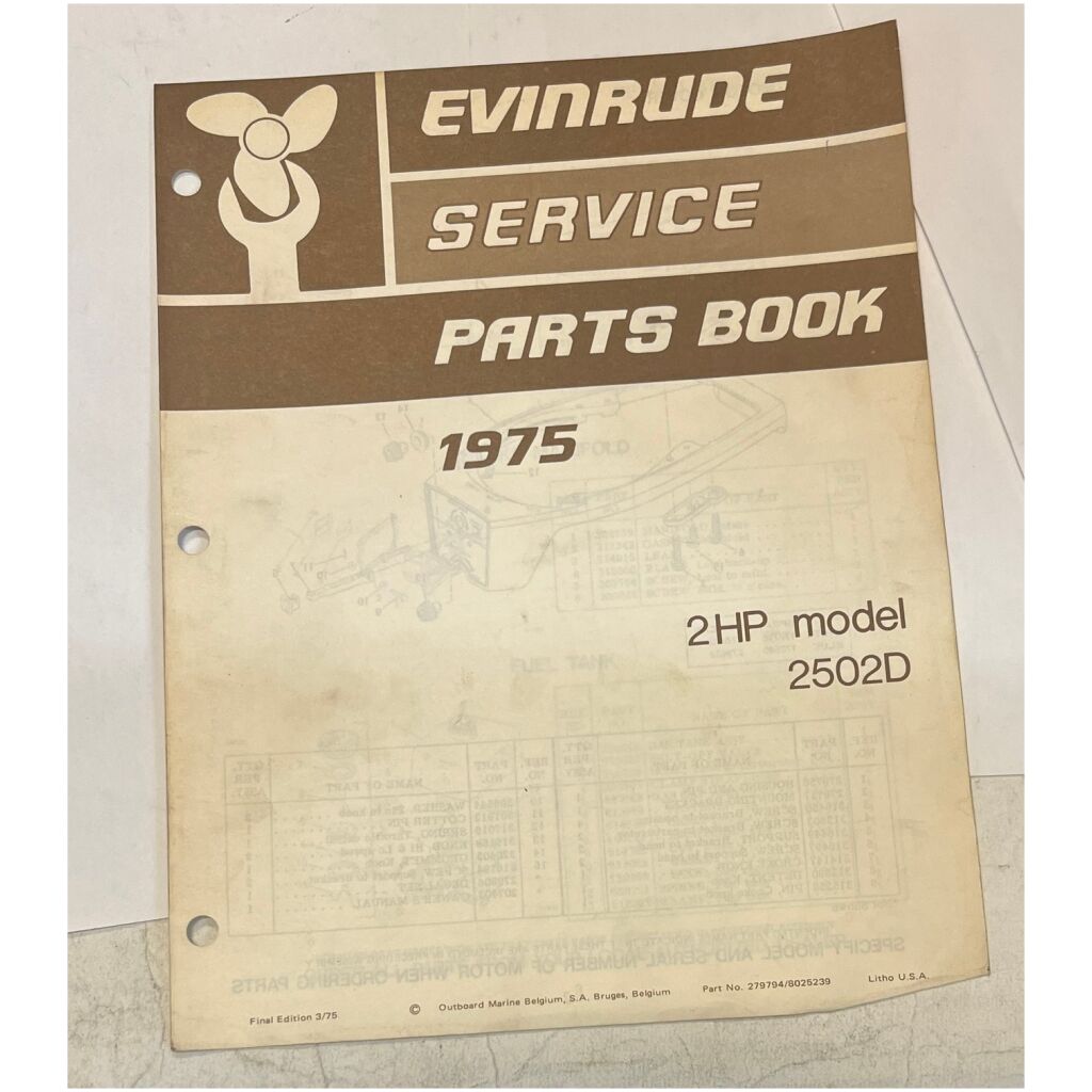 1975 reservdelskatalog Evinrude 2hp 2502D 8 sidor