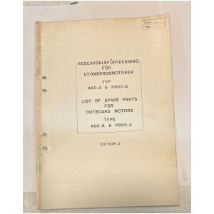 Reservdelsförteckning utombordsmotorer typ A60-A & P 600-A 1960 20 sidor