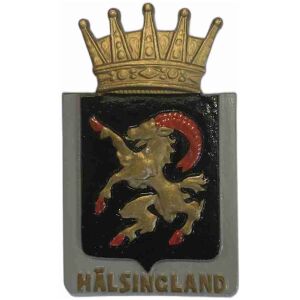 Hälsingland vapensköld landskapssköld i gjutmetall ca 16x10 cm