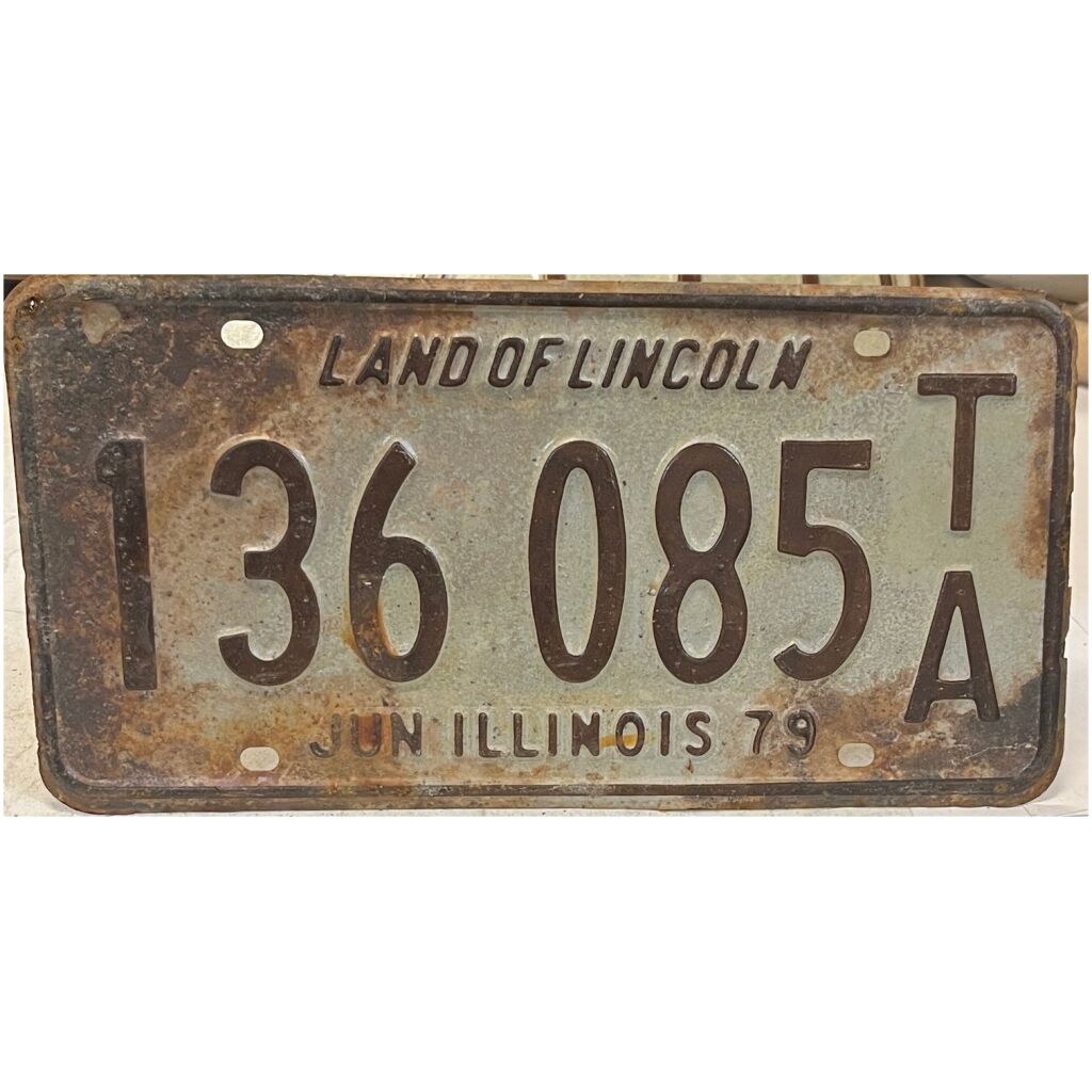 Licensplate plåtskylt registreringsskylt Land of Lincoln Illinois 1979