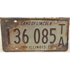 Licensplate plåtskylt registreringsskylt Land of Lincoln Illinois 1979