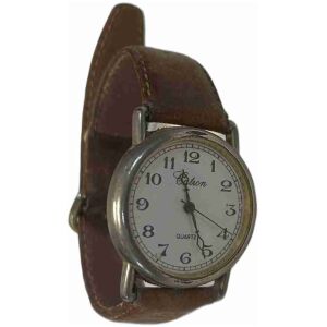 Armbandsklocka Catron Quartz med läderrem 22cm lång & rostfri stålboett
