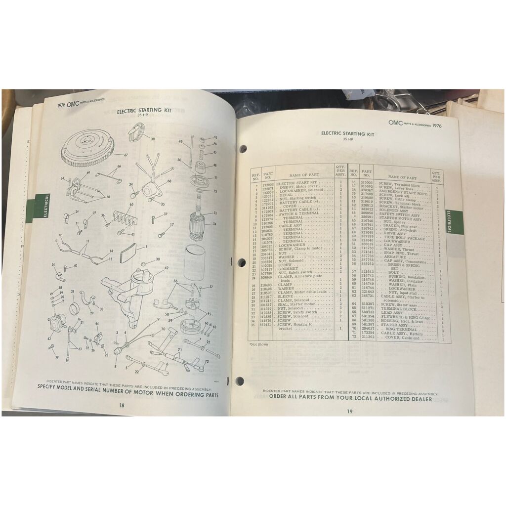 1976 OMC tillbehör service manual utombordare 44 sidor