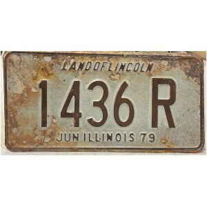 Licensplate plåtskylt registreringsskylt Land of Lincoln Illinois 1979