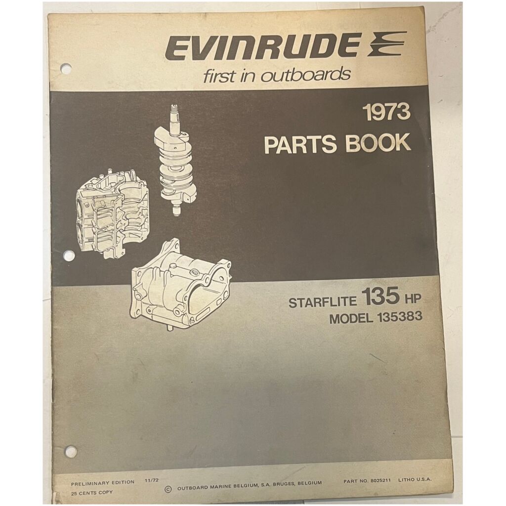 Instruktionsbok Evinrude 135hp 1973 utombordare engelska 21 sidor begagnad