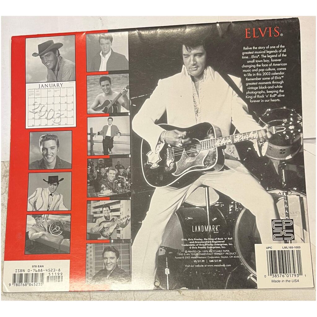 2003 Elvis Presley officiell kalender väggalmanacka begagnad