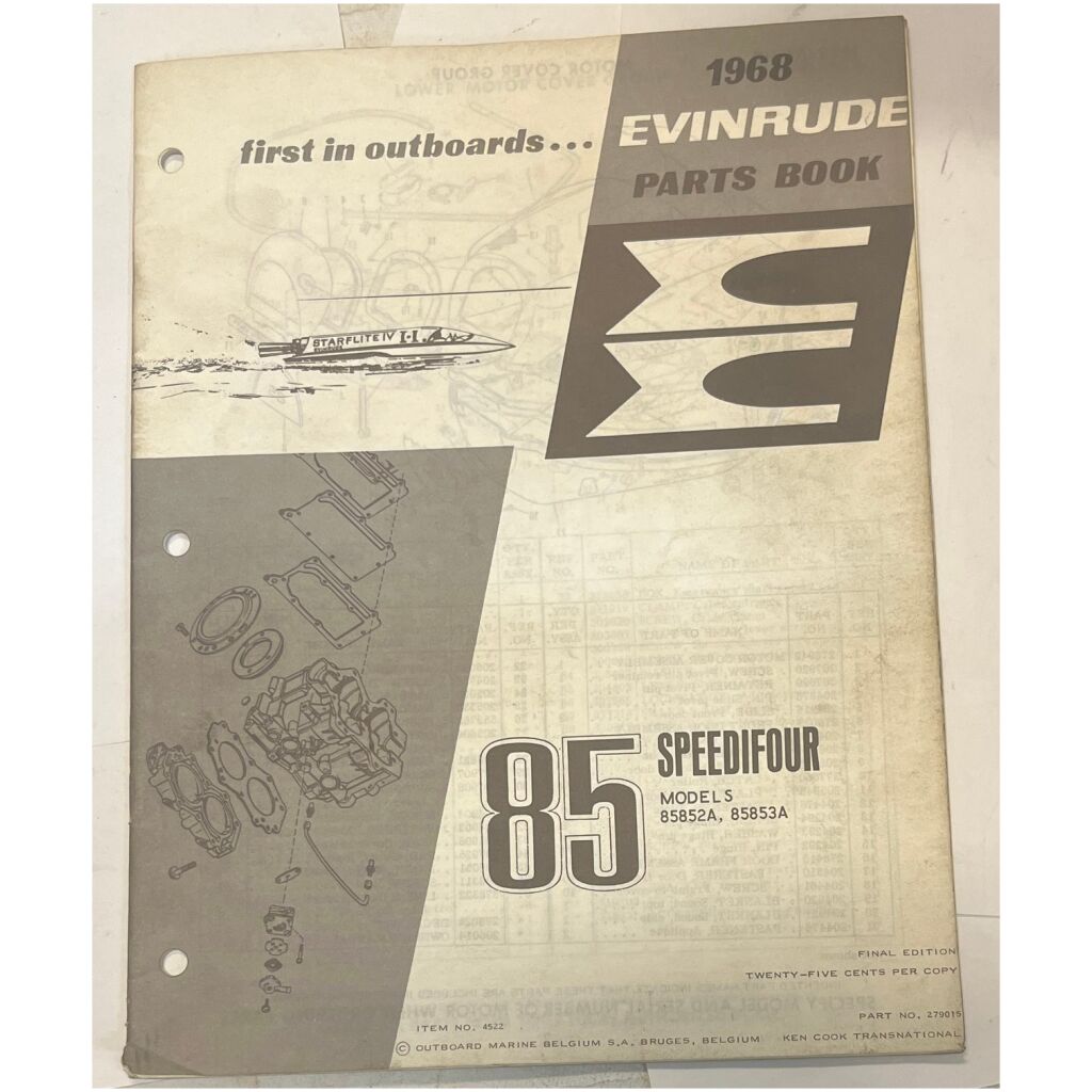 Reservdelshäfte Evinrude 85hp 1968 utombordare eng 22 sidor begagnad