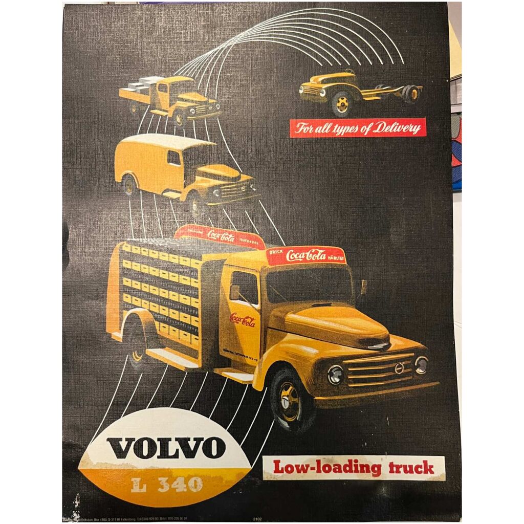 Affisch 30x40cm i tjockare papper Volvo L 340 Coca-Cola lastbil