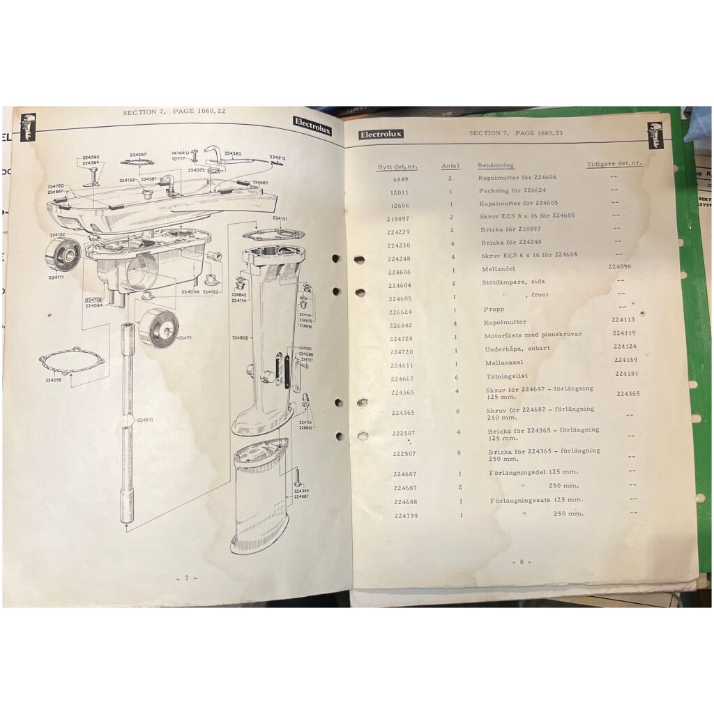 Servicemeddelande Electrolux 1962 utombordare svensk 11 sidor begagnad