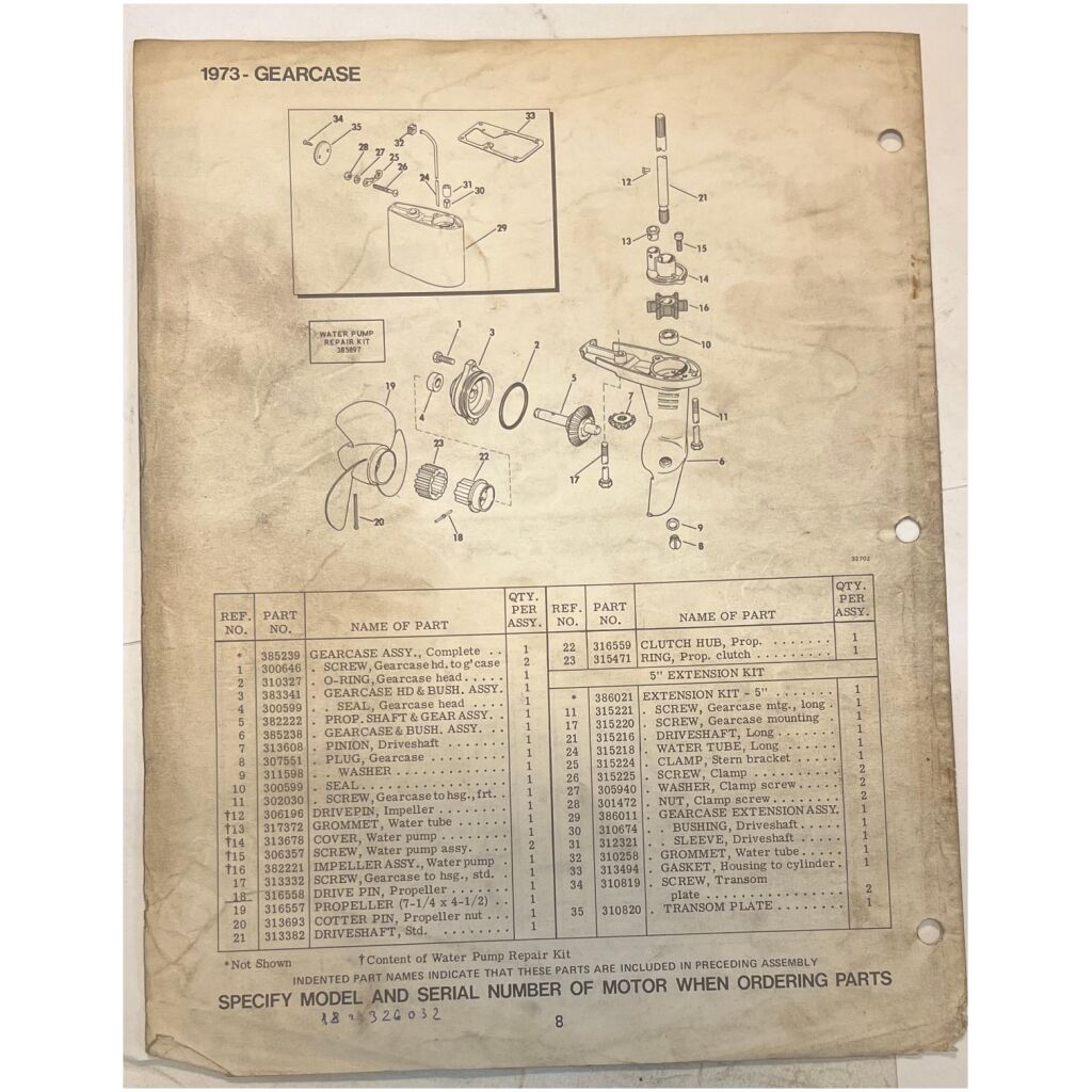 Instruktionsbok Evinrude 2hp 1973 utombordare engelska 8 sidor begagnad