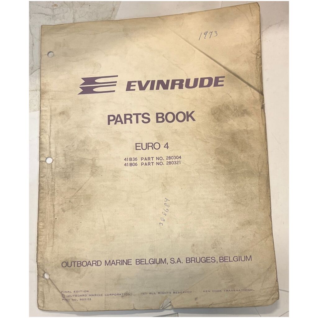 Reservdelshäfte Evinrude Euro 4hp 1973 utombordare eng 8 sidor begagnad