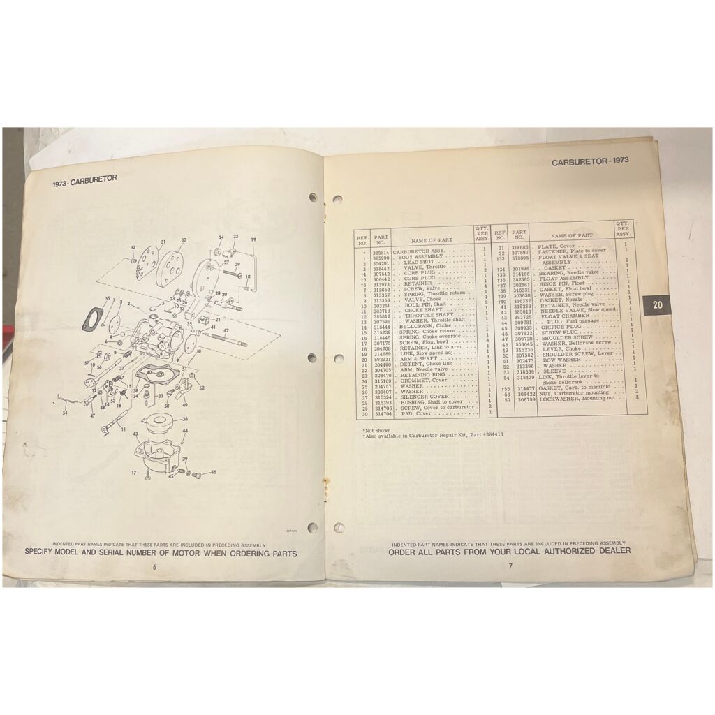 Instruktionsbok Evinrude 20hp 1973 utombordare engelska 16 sidor begagnad