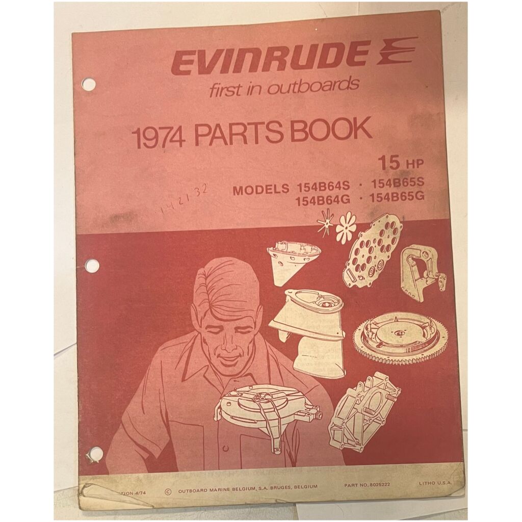 Instruktionsbok Evinrude 15hp 1974 utombordare engelska 16 sidor begagnad