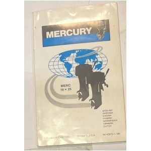 Instruktionsbok Mercury 18 & 25hk utombordsmotor svenska mfl 48 sidor begagnad