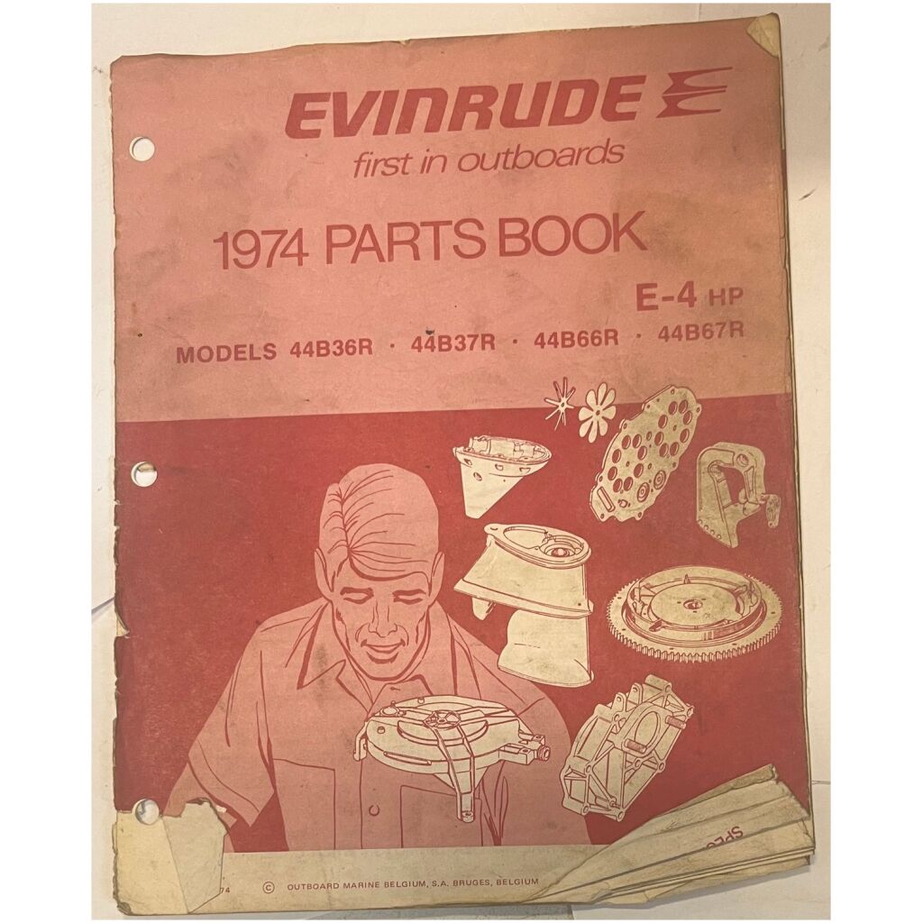 Reservdelshäfte Evinrude E-4hp 1974 utombordare eng 11 sidor begagnad