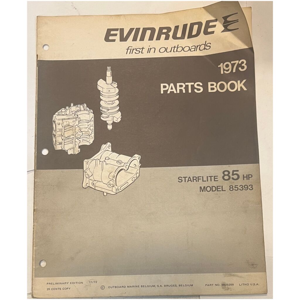 Instruktionsbok Evinrude 85hp 1973 utombordare engelska 21 sidor begagnad