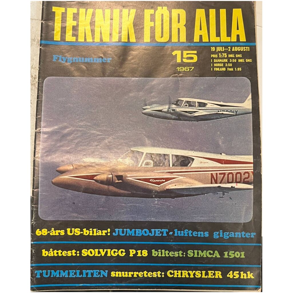 Teknik för alla nr 15 1967 52 sidor begagnad