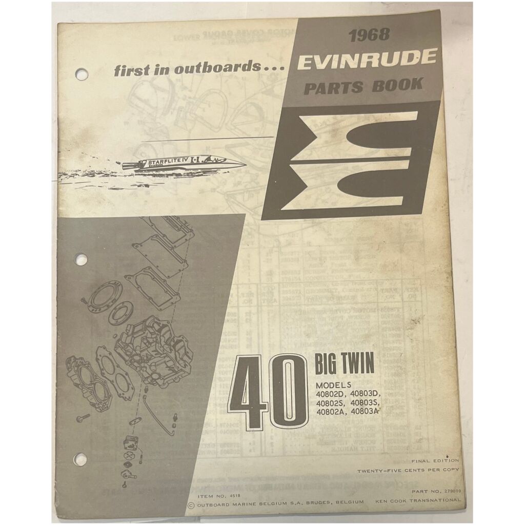 Reservdelshäfte Evinrude 40hp 1968 utombordare eng 17 sidor begagnad