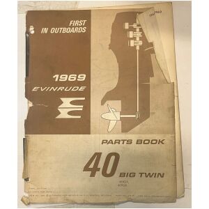 Reservdelshäfte Evinrude 40 Big Twin 1969 utombordare eng 17 sidor begagnad