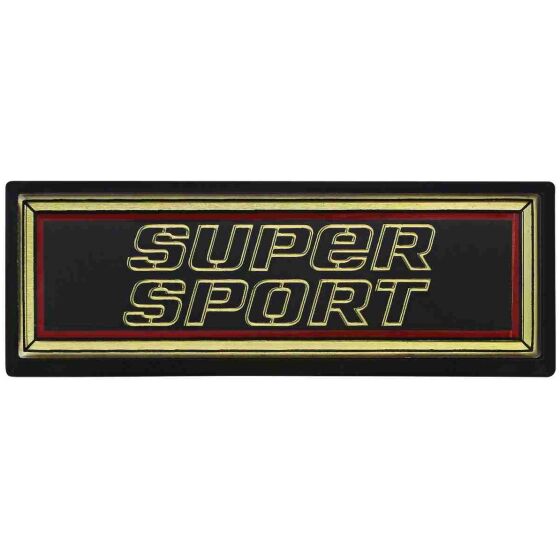 Namnplatta, Dash, 1981-87 "Super Sport", guld/röd