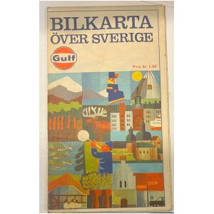 GULF Bilkarta över Sverige 1967