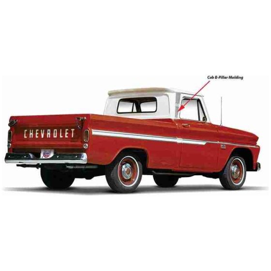 1964-66 Chevrolet Pickup; Cab "B-Pillar" Side Moldings; Stainless Steel; Pair