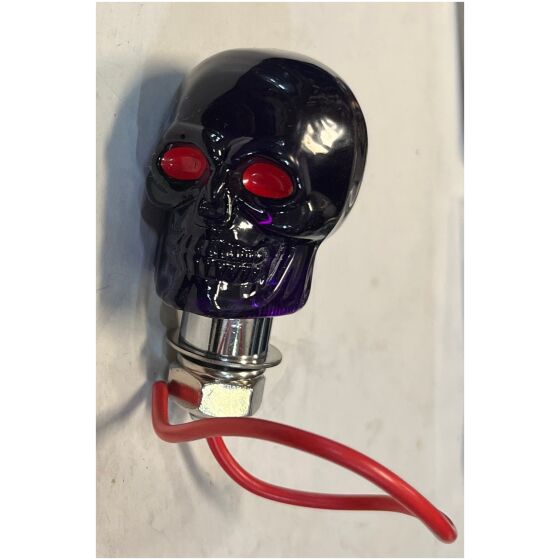 Växelspaksknopp Skull black med red eye led belysning
