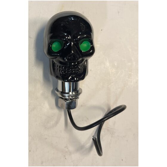 Växelspaksknopp Skull black med green eye led belysning