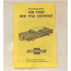 Liten ovanlig försäljningsbroschyr 15cm hög Chevrolet dealer 1958 Accessories