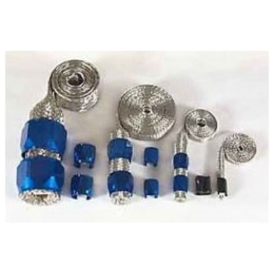 Slangoverdrag till ovre kylarslang varmepaket rostfritt set blue Mr Gasket 8091