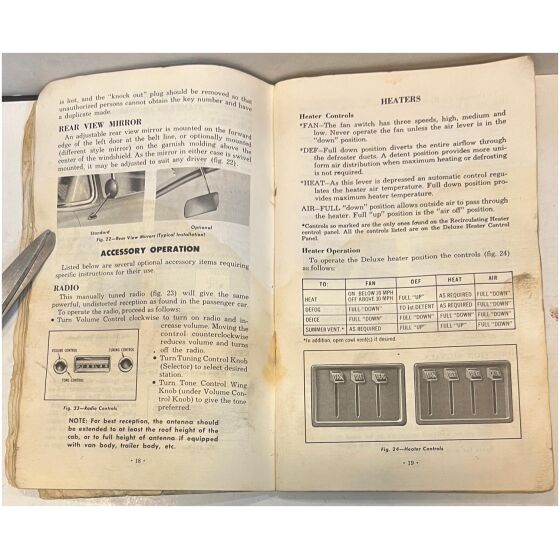 Operators manual instruktionsbok 1961 Chevrolet Truck 104 sidor GM