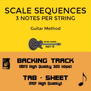 Scale Sequences - 3 Notes Per String - Guitar TAB / SHEET Book & Backing Tracks
