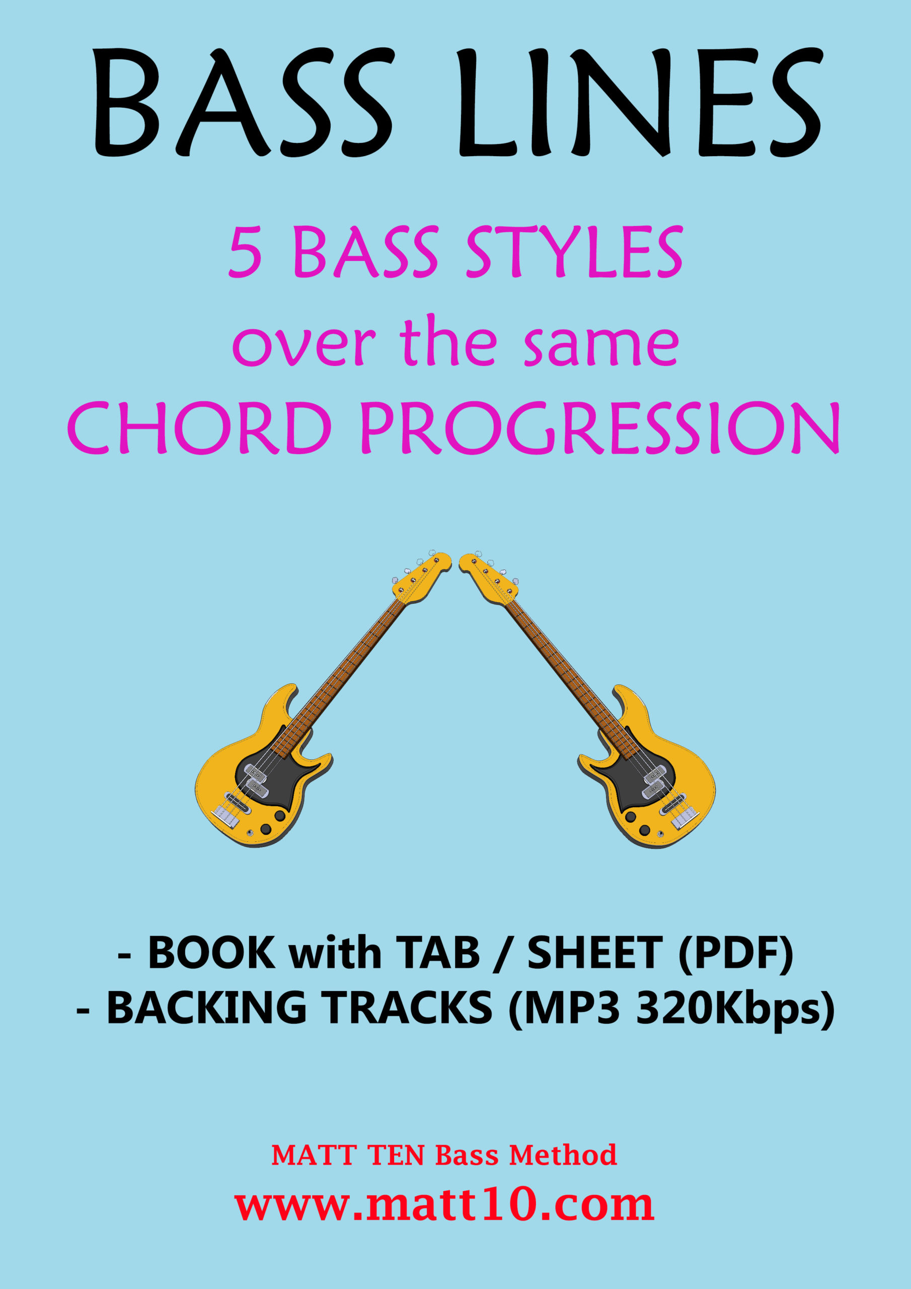Bass Lines 5 Styles Backing Tracks & TAB / Sheet MATT TEN
