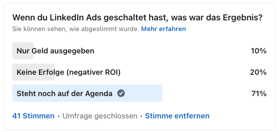 LinkedIn Ads Kosten Umfrage auf LinkedIn