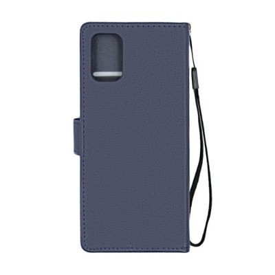 Flip Stand Leather Wallet Case For Samsung Galaxy A71 Blue
