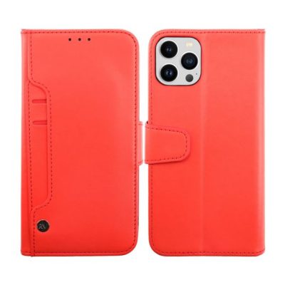 iPhone 14 Pro Plånboksfodral Extra Kortfack Rvelon Färg Röd