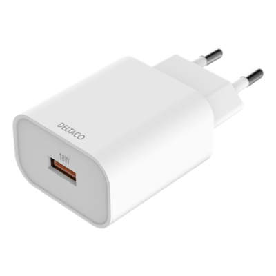 DELTACO USB-A väggladdare 18W