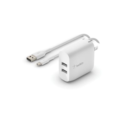 Belkin Laddare Boost Charge 24W 2 ST USB-A uttag med Micro-USB kabel vit
