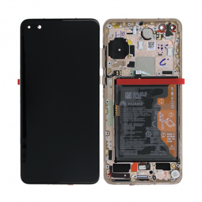 Huawei P40 Skärm/Display med Batteri Original - Guld