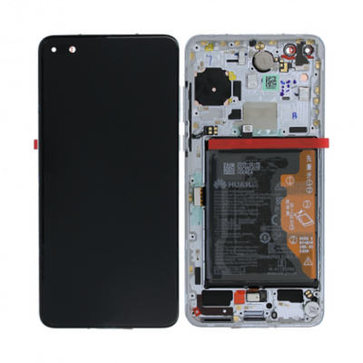 Huawei P40 Skärm/Display med Batteri Original - Silver