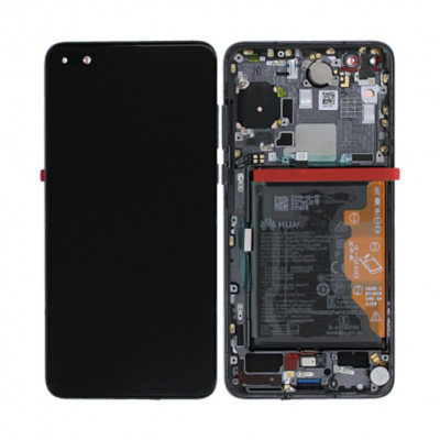 Huawei P40 Skärm/Display med Batteri Original - Svart