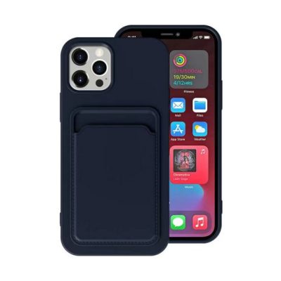 iPhone 13 Silikonskal med Korthållare - Blå