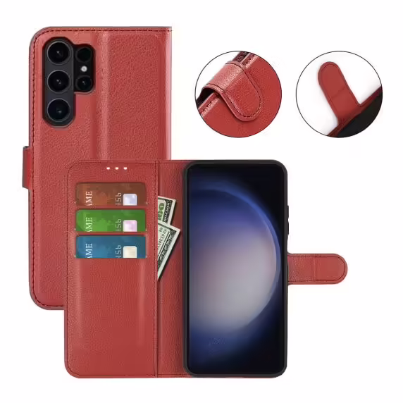 Samsung Galaxy S24 Ultra Plånboksfodral med Stativ - Brun - Bild 5