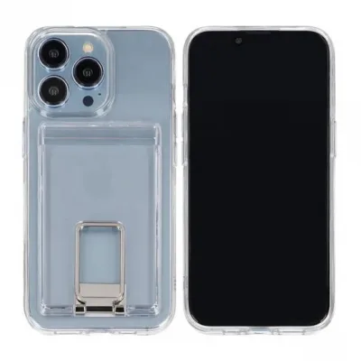 iPhone 14 Pro Max Mobilskal med Korthållare och Stativ Rvelon - Transparent
