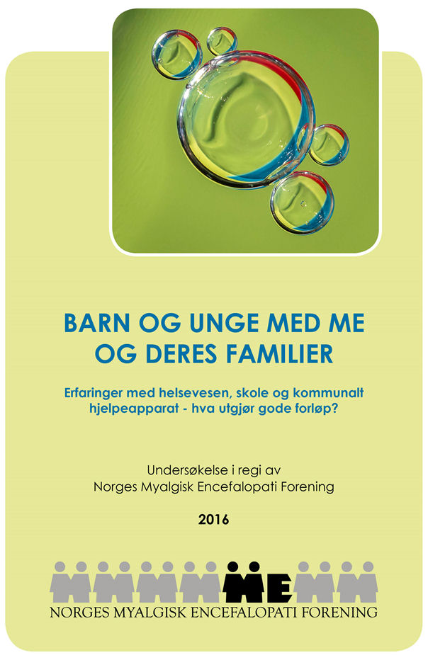 Bilde av forsiden til raporten til undersøkelsen "Barn og unge med ME og deres familier"