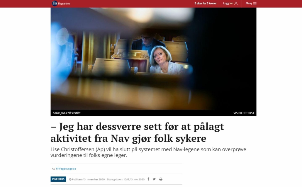 Avisoppslag Lise Christoffersen Nav