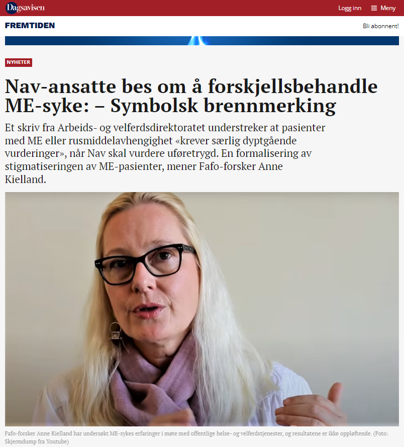 Avisoppslag om Anne Kielland og Nav